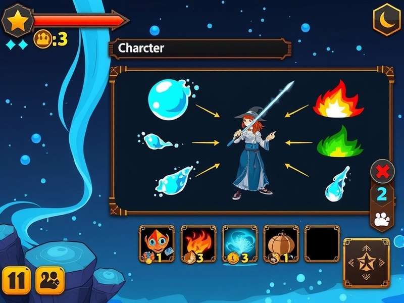 Swift Splash Wizard gameplay screenshot showing water magic spells